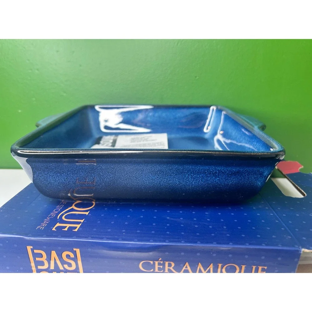 Basque Ceramique Andalusian Blue Stoneware 10 Inch Square Baker AB001 New